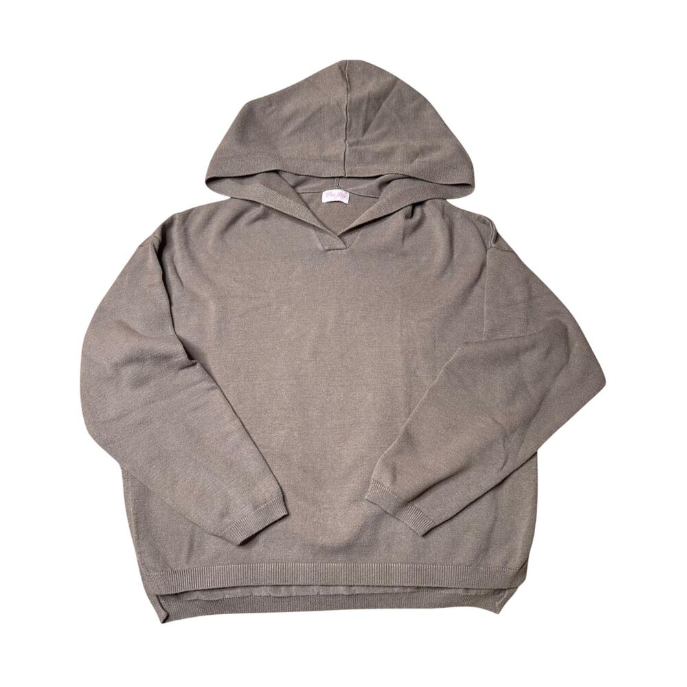 Pink Lily Chocolate Brown Acid Wash Oversized V Neck Hoodie Small - Picture 5 of 9